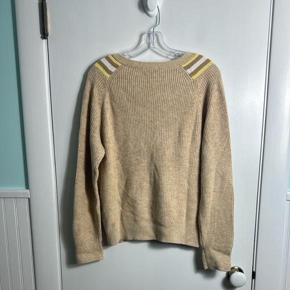 NWT Talbots Textured V Neck Pullover Tipped Cotton Blend Sweater Academia Large - Picture 7 of 9